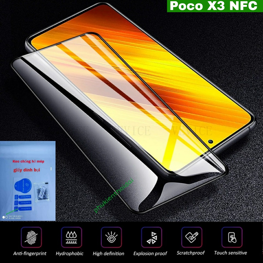 Cường lực Xiaomi Poco X3 / Poco X3 Pro dùng chung Full màn cao cấp viền mỏng