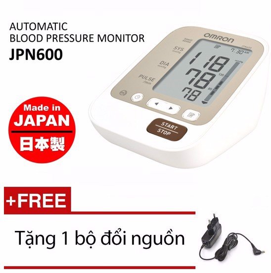 Máy đo huyết áp bắp tay Omron JPN600 + Tặng kèm 1 bộ đổi nguồn chính hãng  Omron