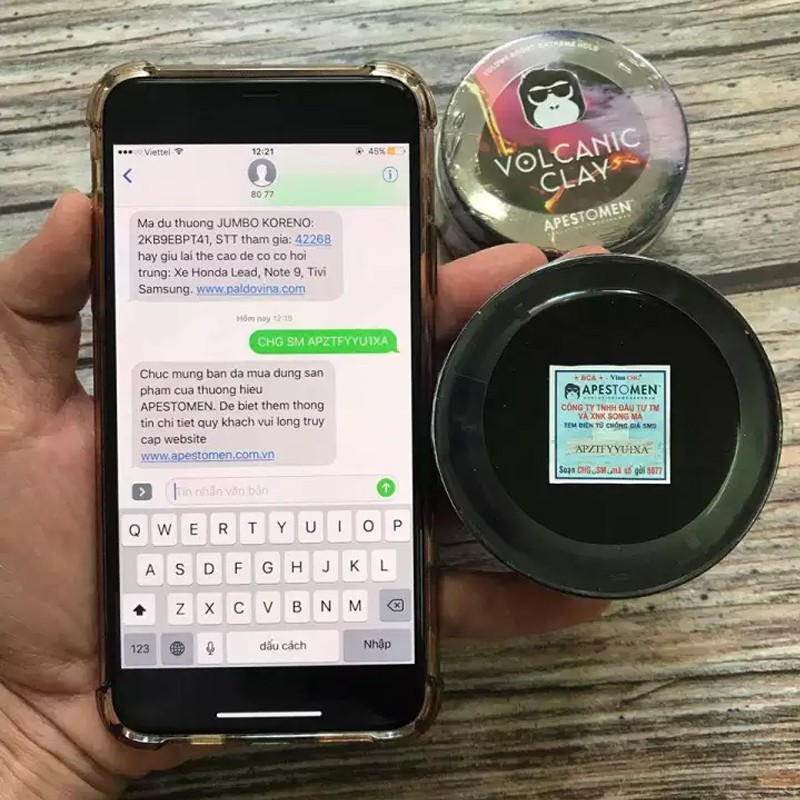 [CHÍNH HÃNG] Sáp Vuốt Tóc Volcanic Clay Tem SMS (Mới nhất)
