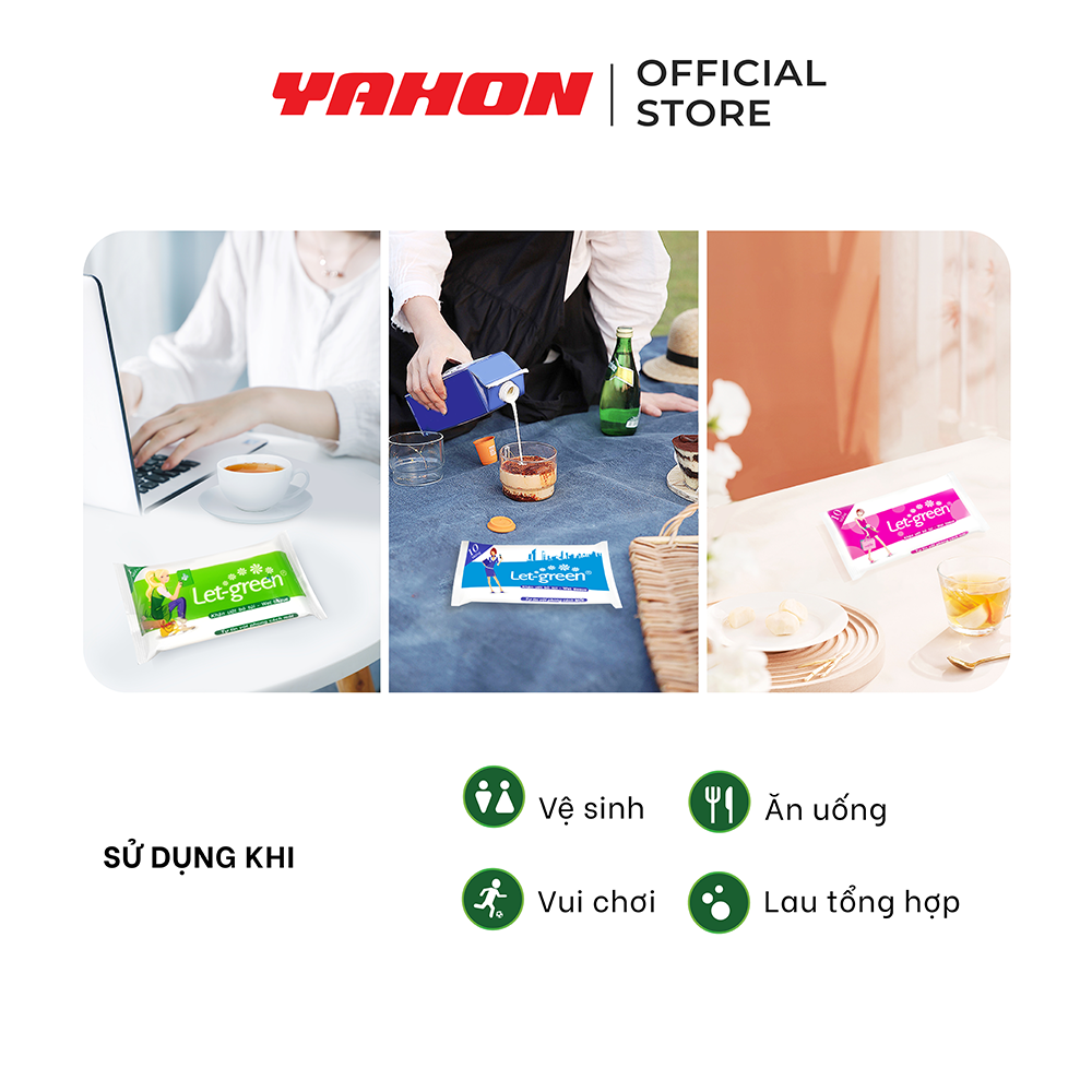 Combo 12 Bao Khăn Ướt Bỏ Túi LET-GREEN 10 Miếng/Bao