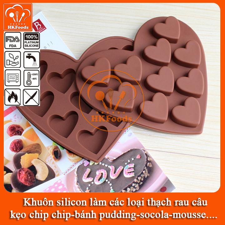 KHUÔN SILICON LÀM THẠCH RAU CÂU SOCOLA 10 TRÁI TIM