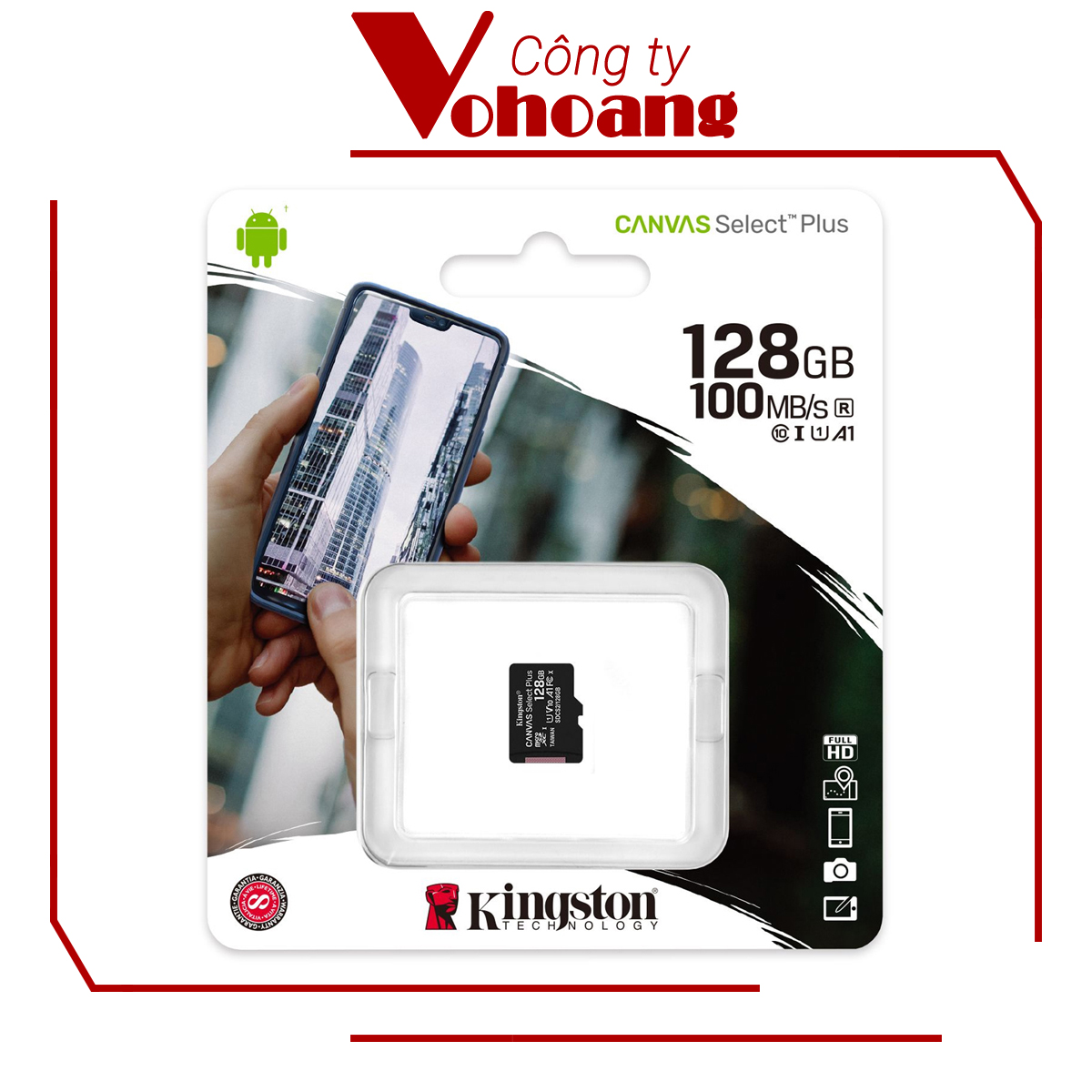 Thẻ nhớ Kingston 128GB microSDHC Canvas Select 100R CL10 UHS-I