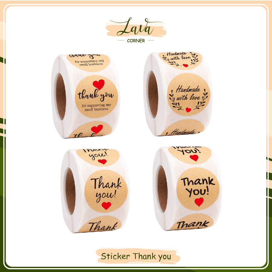 Tem Nhãn Dán Sticker, Miếng Dán Decal Thank You 500 Cái Cuộn