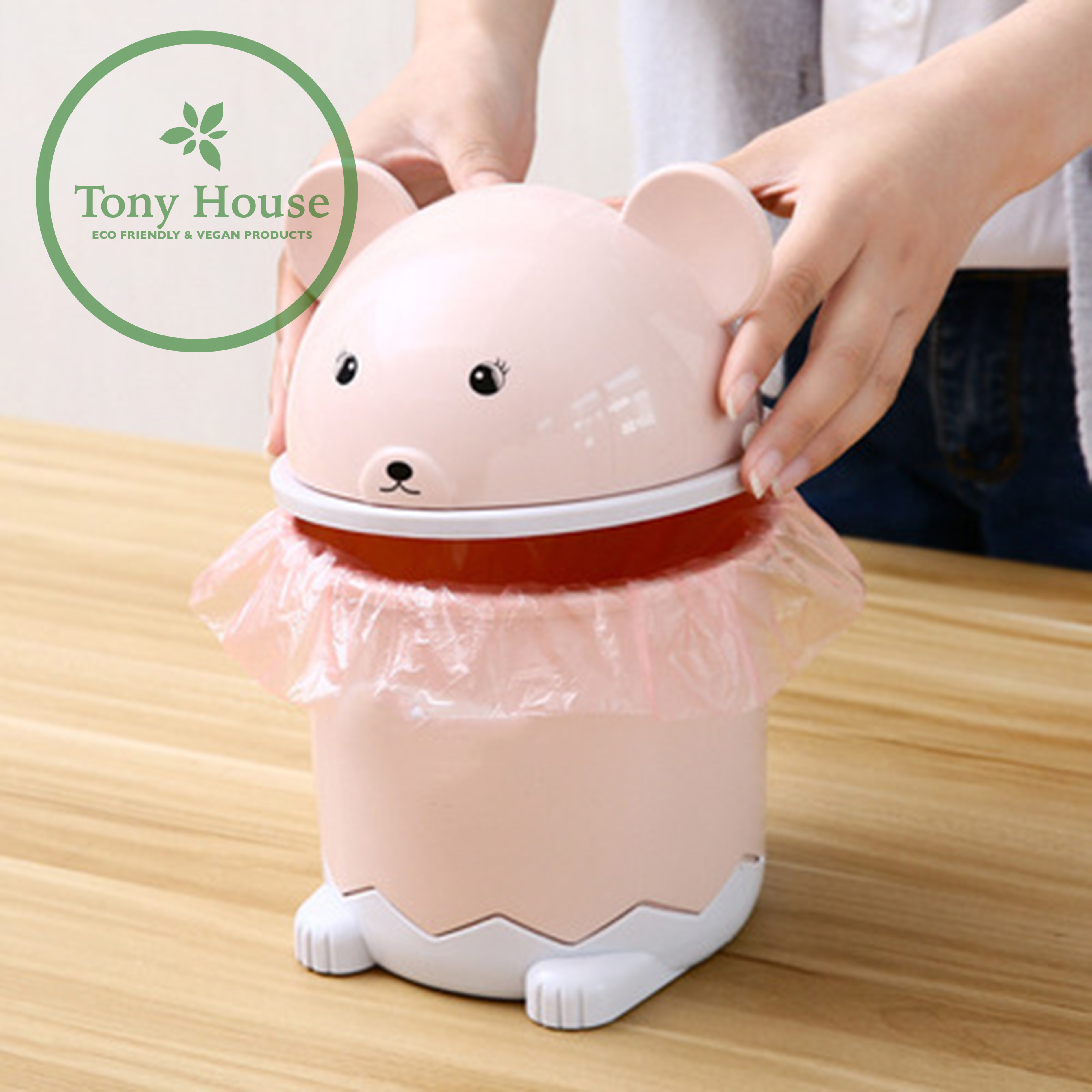Thùng rác mini để bàn hình gấu dễ thương
