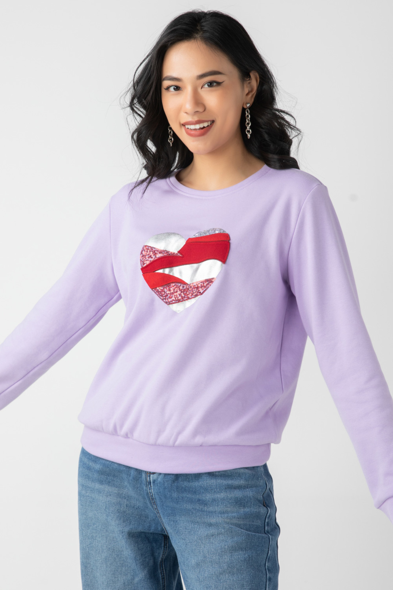 Áo sweater trái tim IVY moda MS 58B8815