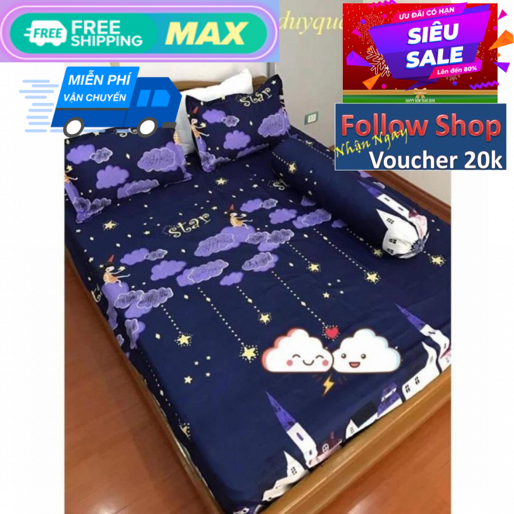 Bộ ga gối poly cotton sao rơi m6/m8