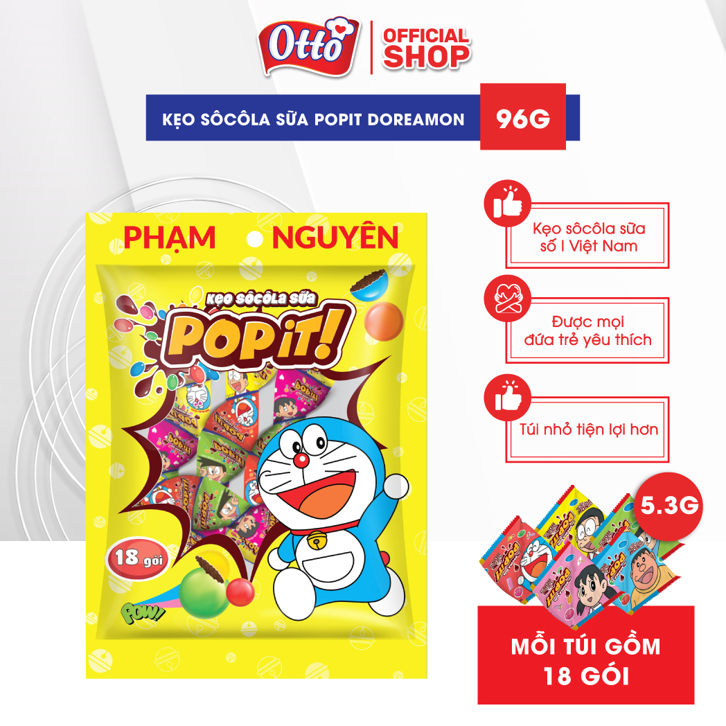 Kẹo socola sữa Popit Doraemon Túi nhỏ 96gr | Socola | Đồ ăn vặt