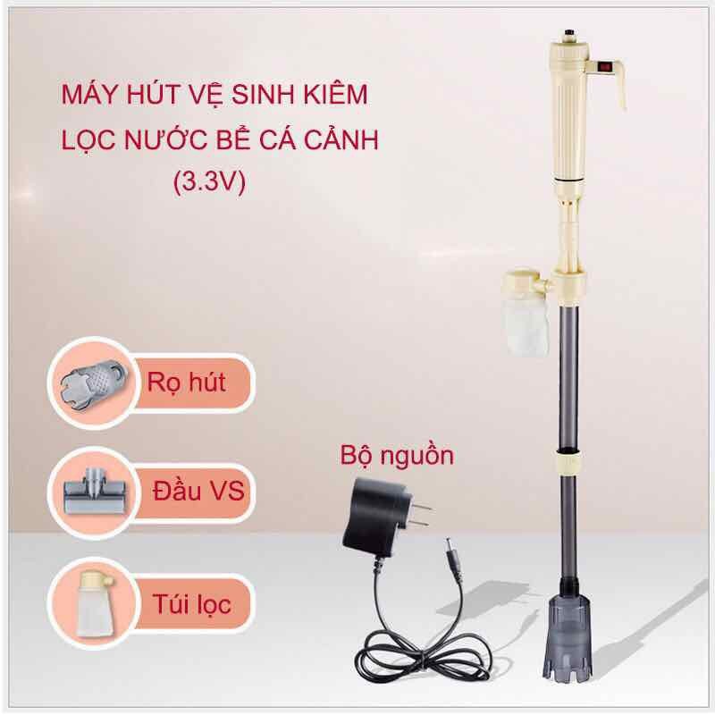 Máy Hút Vệ Sinh Đáy Hồ Cá và Lọc Cầm Tay Sử Dụng Pin - Hàng Công Ty