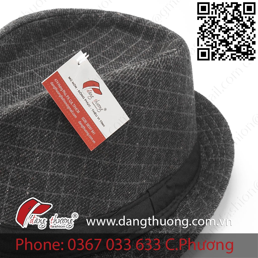 [HÀNG CÓ SẴN]Mũ nón phớt Fedora Nỉ Dạ Xám Đậm