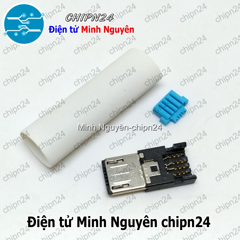 [2 cái] (K152) Đầu+Vỏ nhựa Micro USB V2 Trắng (Đầu Jack USB hàn dây) - HH005822