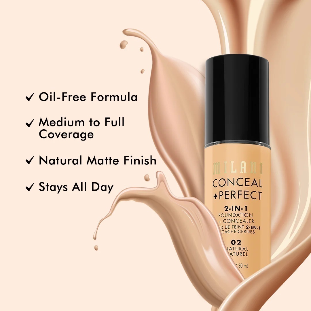 Kem nền MILANI Conceal + Perfect 2 in 1 Foundation & Concealer (30ml)