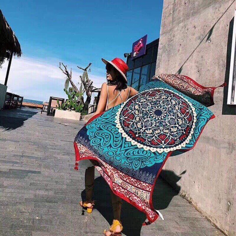 Khăn Choàng BoHo Họa Tiết Thổ Cẩm, Khăn Choàng Đi Biển