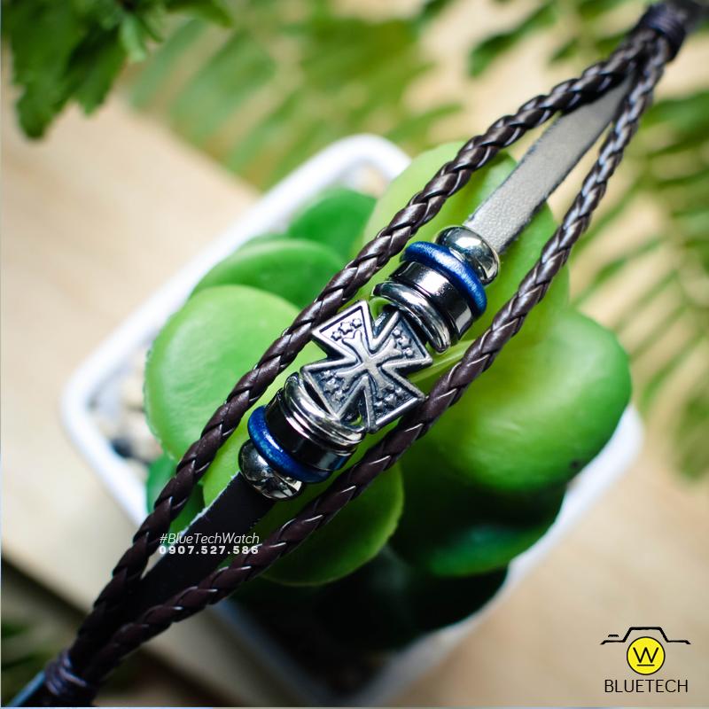 Vòng tay da handmade chữ thập