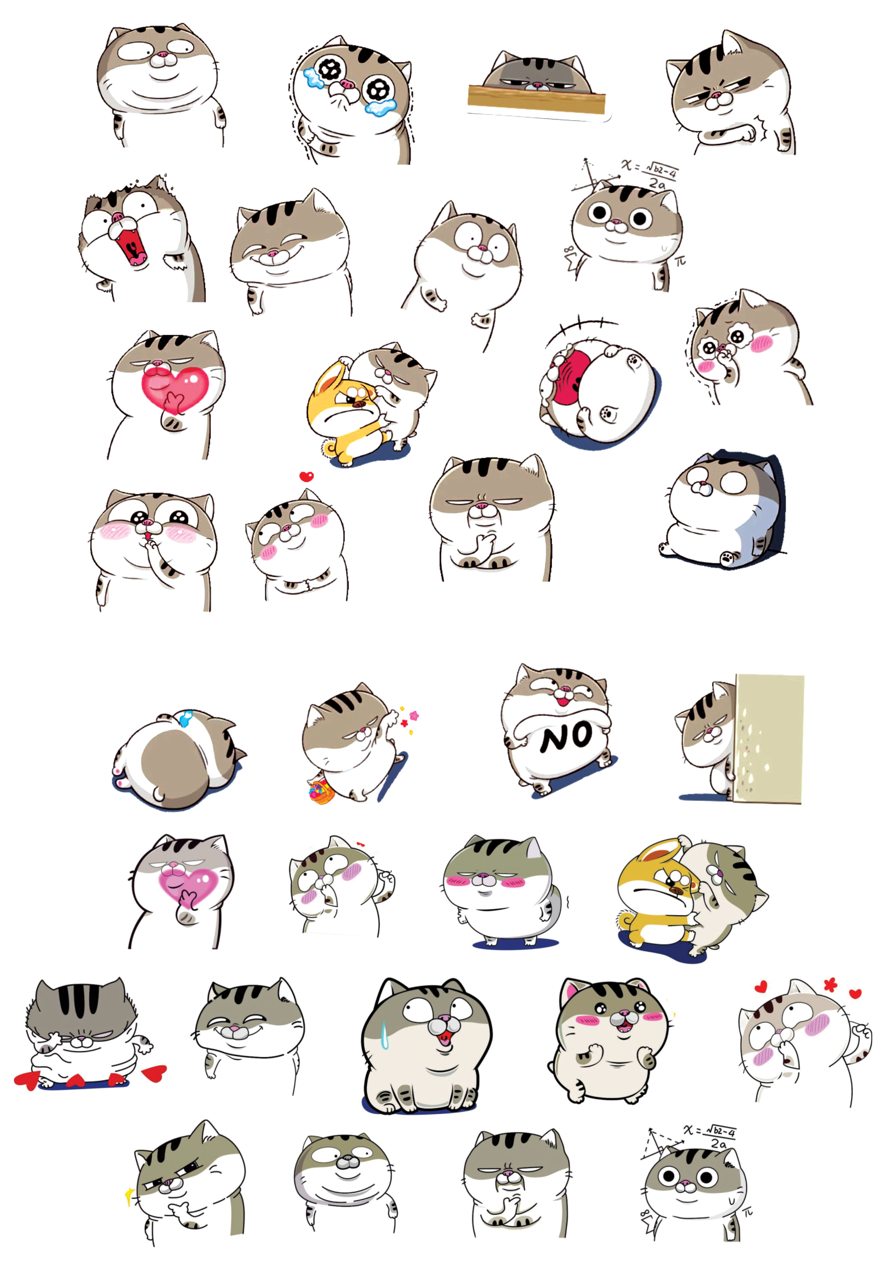 Combo 33 sticker decal hình dán chủ đề Mèo Ami bụng bự dễ thương xe, dán mũ bảo hiểm, dán laptop, điện thoại.