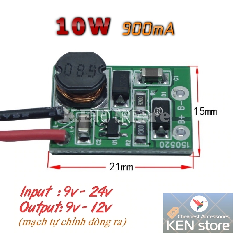 Led driver, nguồn led 10W input 9V - 24V, out 9V - 12V