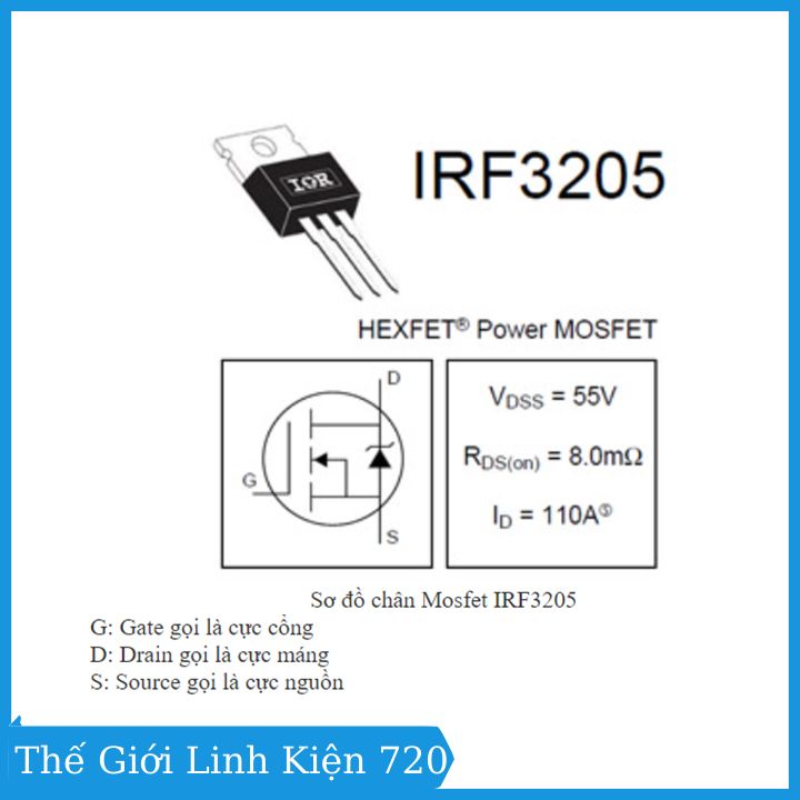 Mosfet  IRF3205 TO-220 hàng Zin
