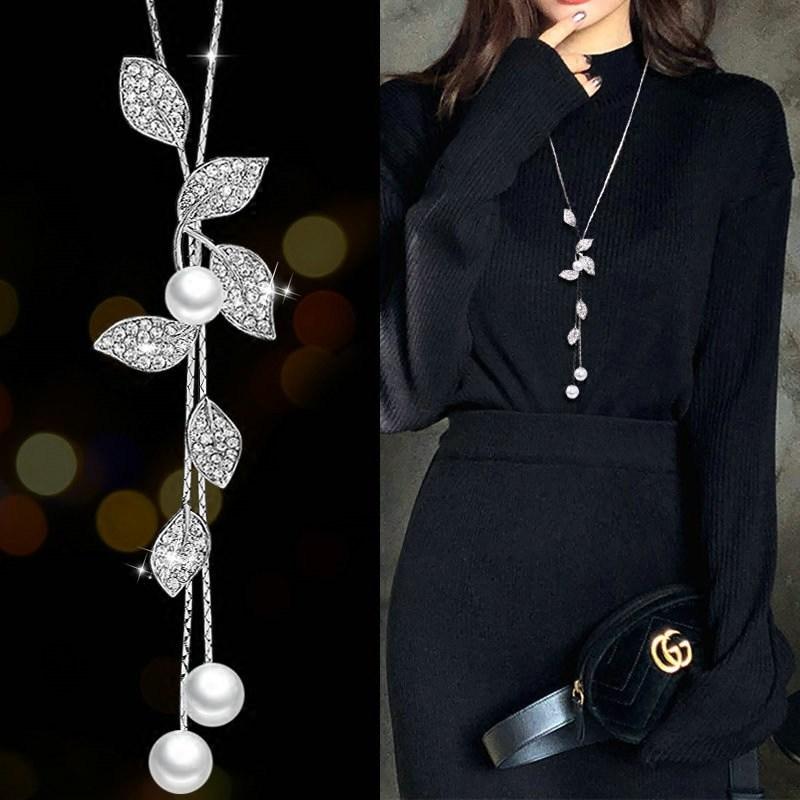 [HCM]Dây Chuyền Lá Ngọc Trai  Phối Đồ Thời Trang Cao Cấp Hàn Quốc DCLANGOCTRAIDAI08