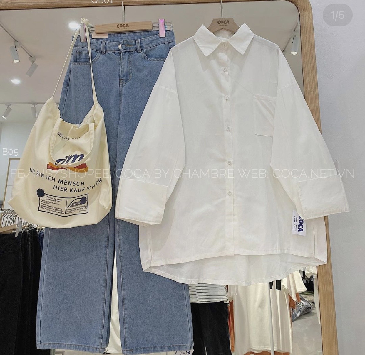 SET BAGGY JEANS ỐNG SUÔNG + SƠ MI TAY DÀI