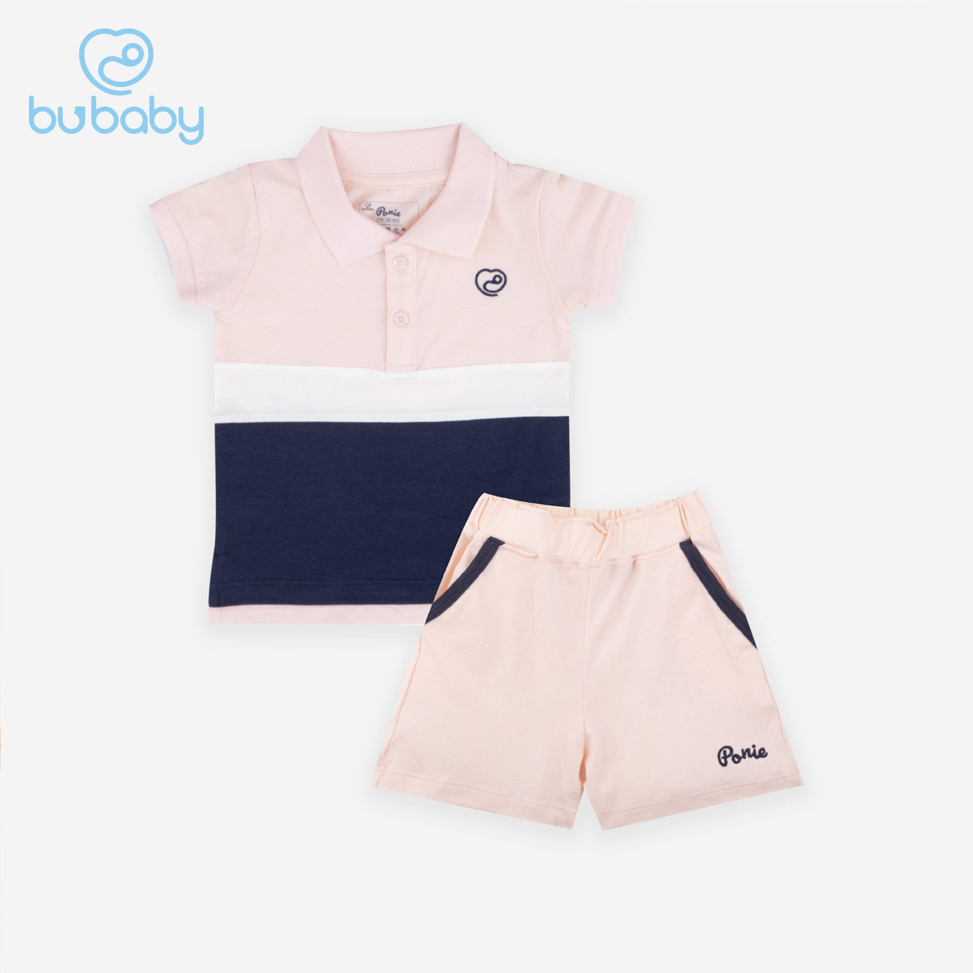 Bộ cộc tay kẻ Polo Ponie Bu, Bu baby cho bé 6m - 4Y