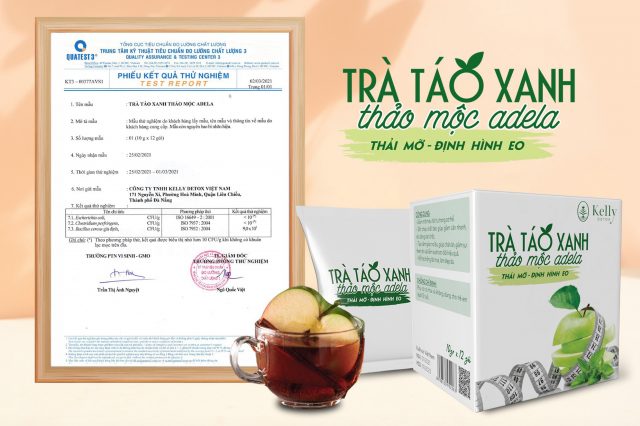 Trà táo xanh giảm cân kelly hàng chính hãng có tem check điện tử