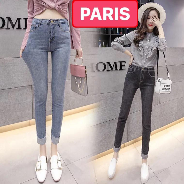 QUẦN JEAN NỮ CHẤT BÒ XANH TRƠN LƯNG CAO NÂNG MÔNG HÀN QUỐC PR-1045 CAO CẤP - PARIS FASHION