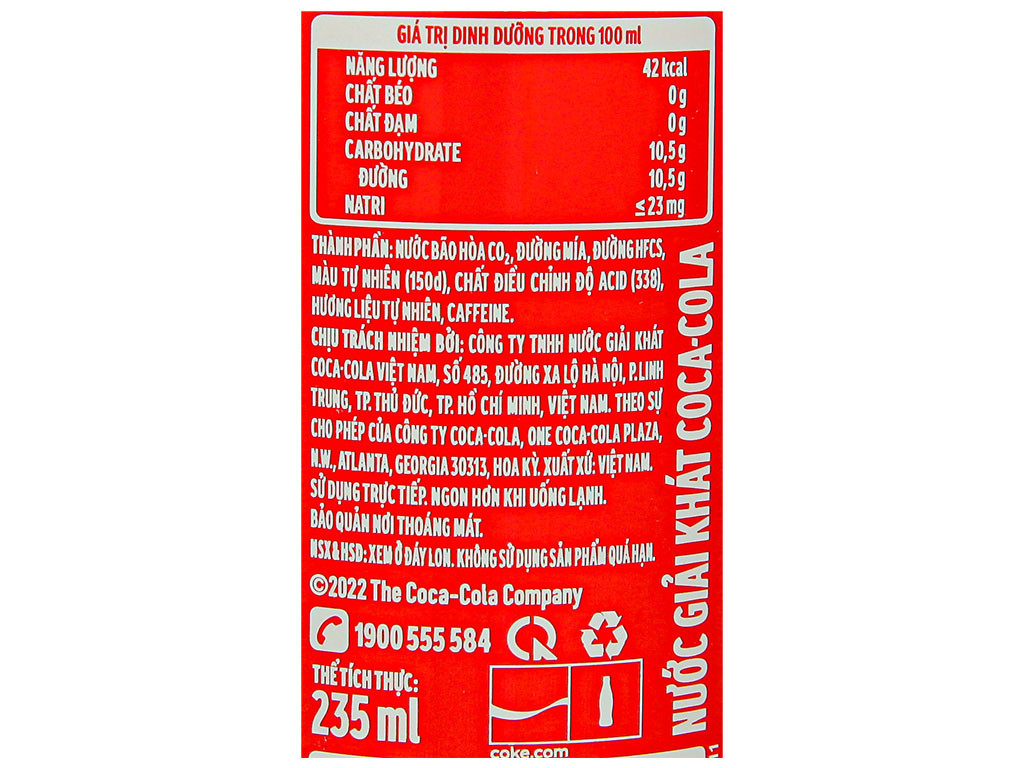 nước ngọt Coca Cola 235ml