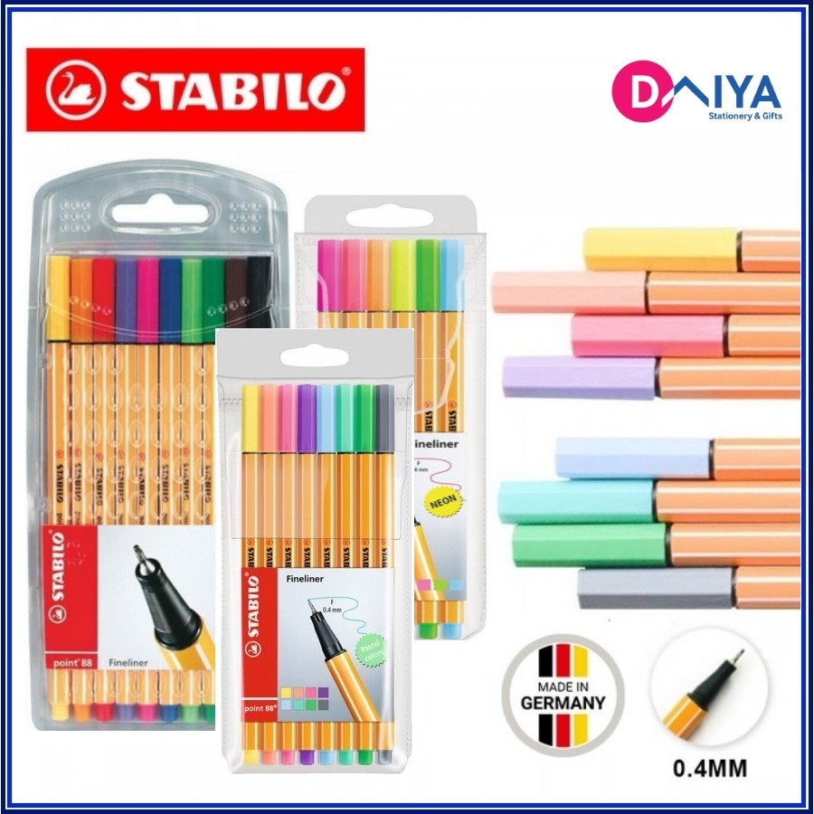 Bộ bút fineliner stabilo point 88 0.4mm, bộ 8 màu pastel & bộ 6 màu neon