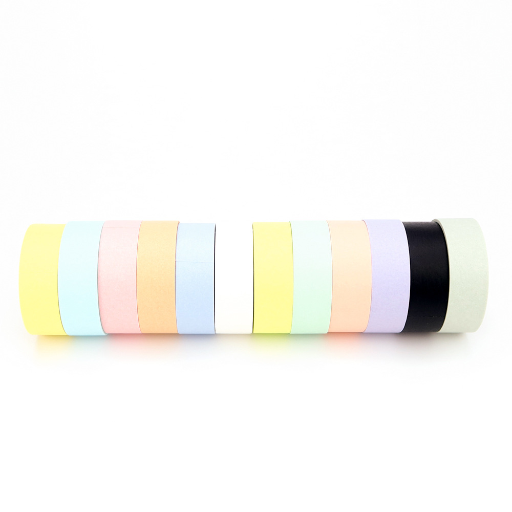 Cuộn washi tape caro cơ bản màu đơn sắc basic dài 10m dùng để trang trí