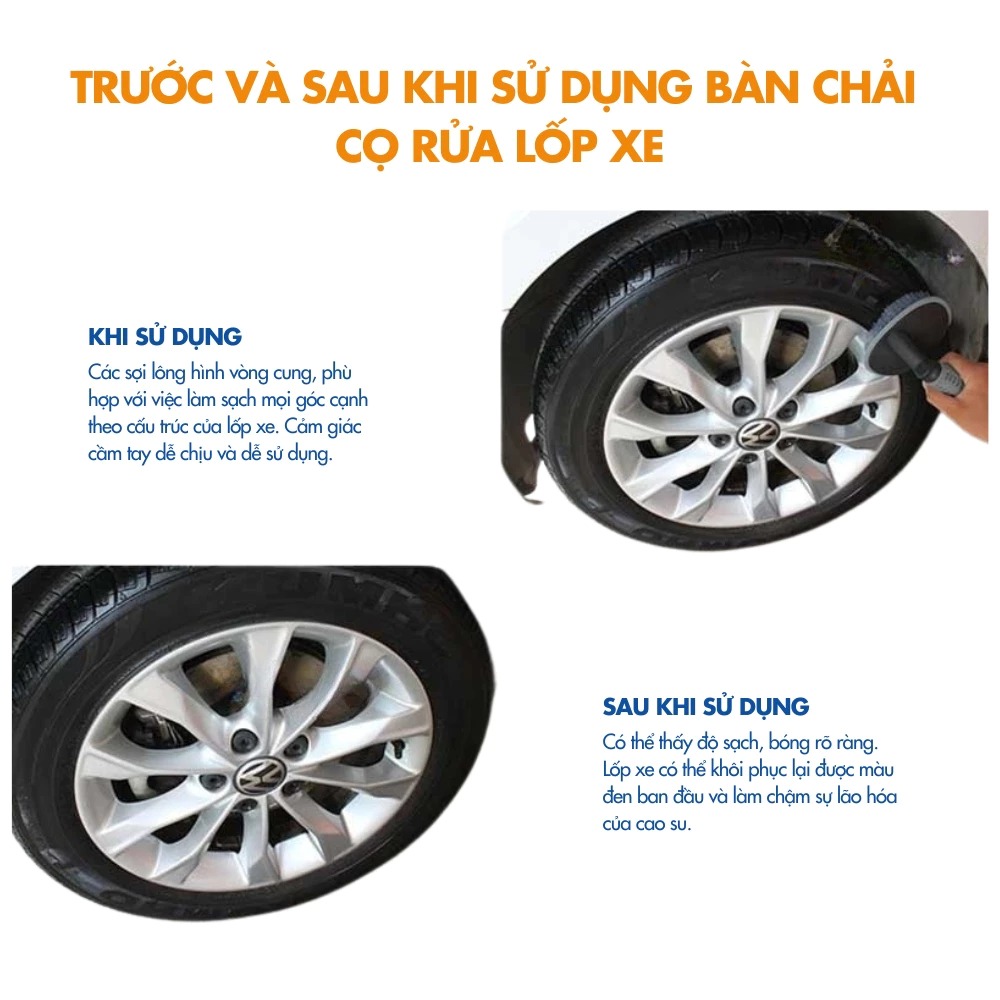 Bàn Chải Cọ Lốp Xe Ô Tô Chuyên Dùng Quét Sạch Bụi Bẩn Bám Ở Những Nơi Khó Vệ Sinh | TAHICO