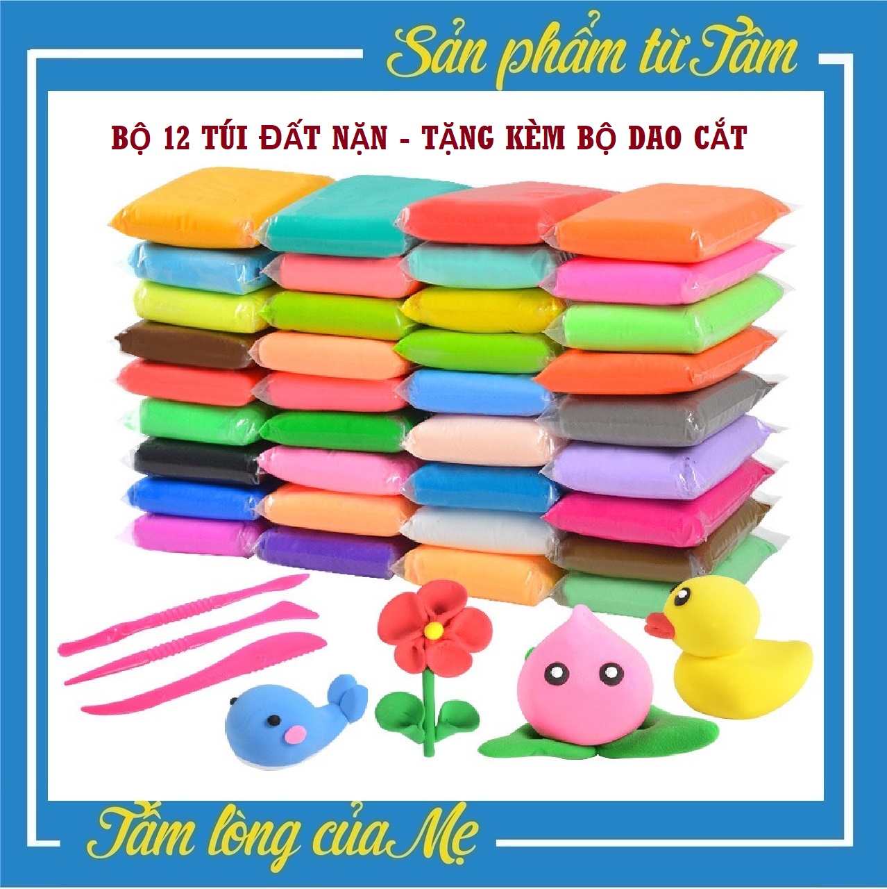 Combo 12 gói đất sét nhật tự khô, nguyên liệu làm butter slime