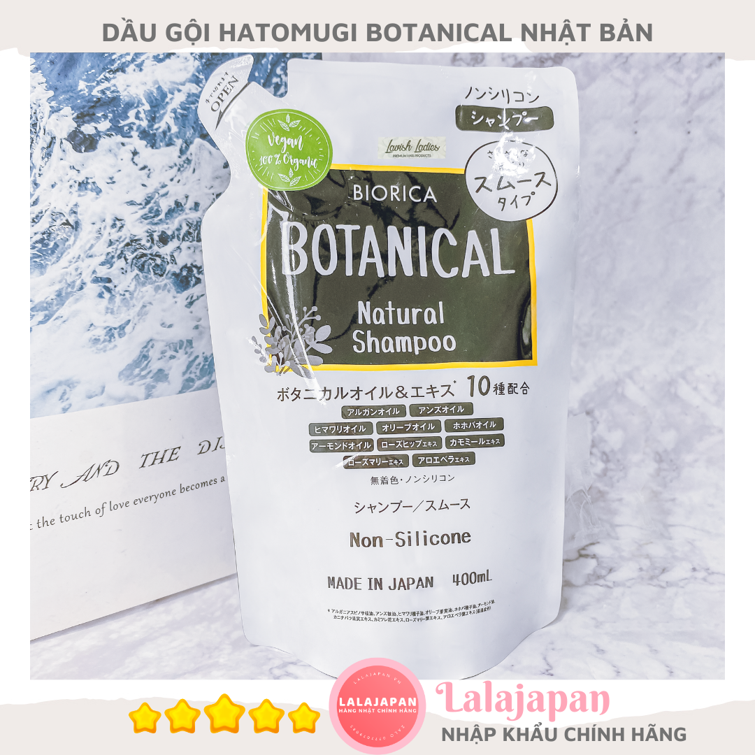 Cặp Gội Xả Hatomugi Botanical Táo Đen Nhật Bản Kiềm Dầu Phồng Tóc 400ml