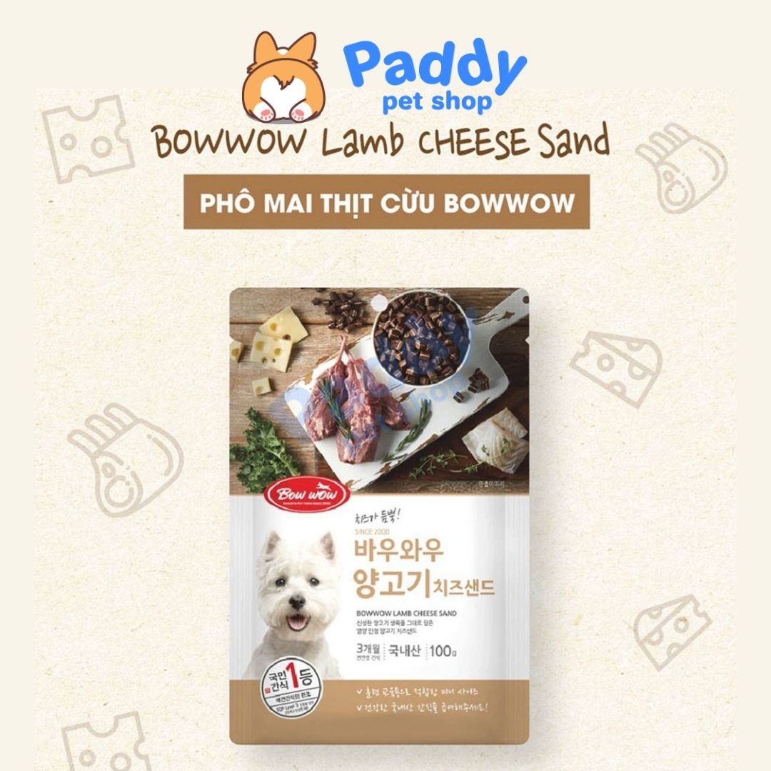 Bánh Thưởng Cho Chó Phô Mai Thịt Cừu BowWow 100g