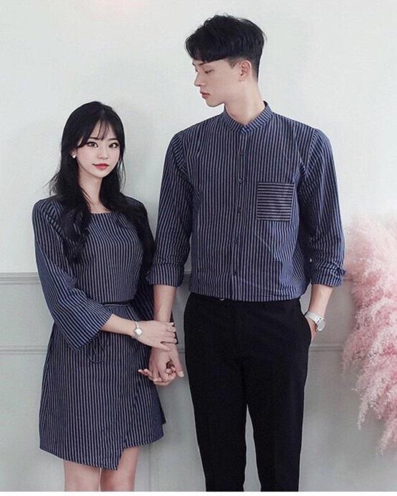[HCM]SET ÁO SƠ MI NAM +ĐẦM SUÔNG -LN