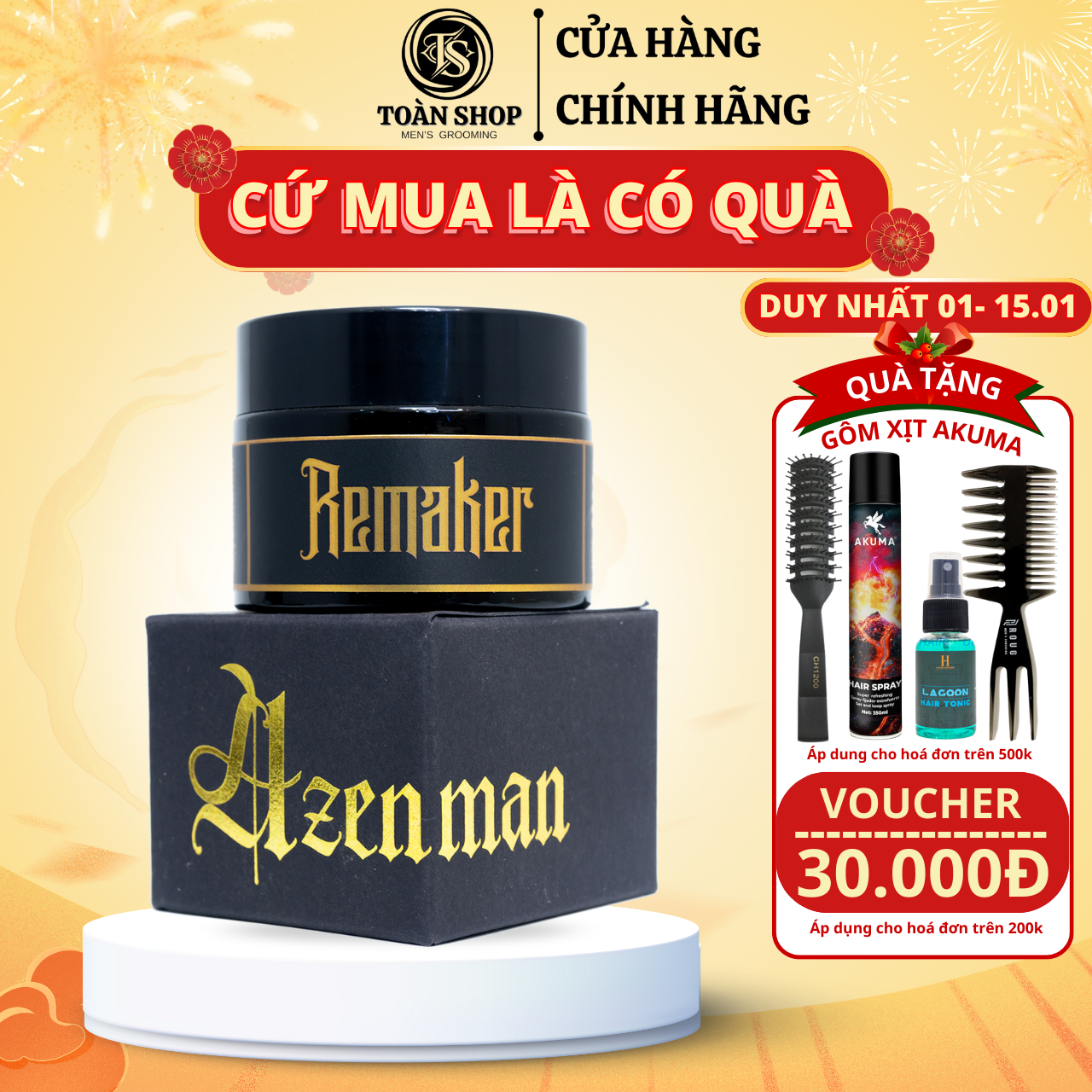 [Chính hãng] Sáp Vuốt Tóc Remaker 50gr + Tặng lược Chabao