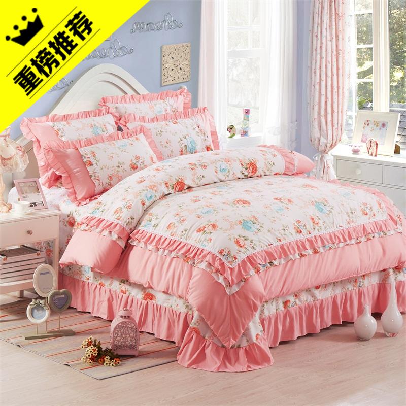 100% Cotton Bộ Bốn Chiếc Cô Gái 100% Cotton Duy Nhất Hai Người Ga Trải Giường Vỏ Chăn Công Chúa Công Chúa Hoạt Hình Trẻ Em Bộ Đồ Dùng Trên Giường Bao Gồm 1.5