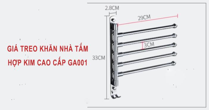 Giá treo khăn nhà tắm hợp kim cao cấp GA001 – Thiết kế thông minh