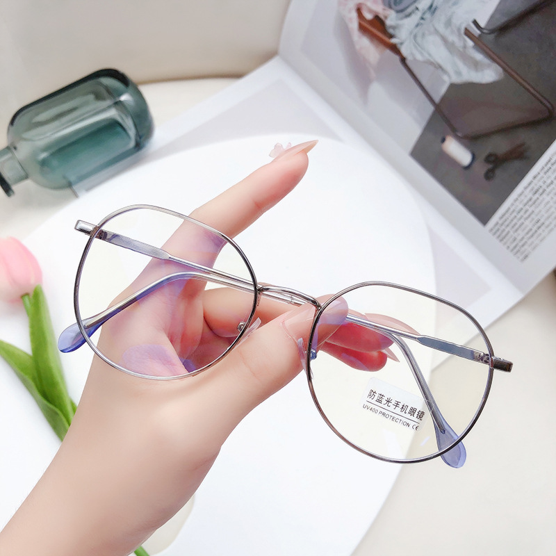 GMKUKU Mắt kính nam nữ gọng kim loại tròng kính có thể thay thế chống bức xạ/ ánh sáng xanh chất lượng cao thời trang chụp ảnh đường phố