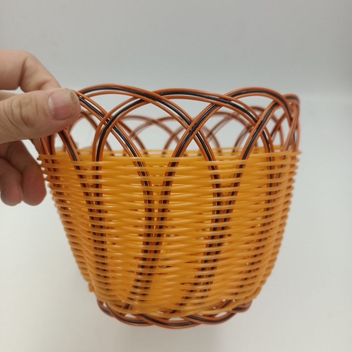 Artificial Plastic deep rattan round basket for multifunctional storage