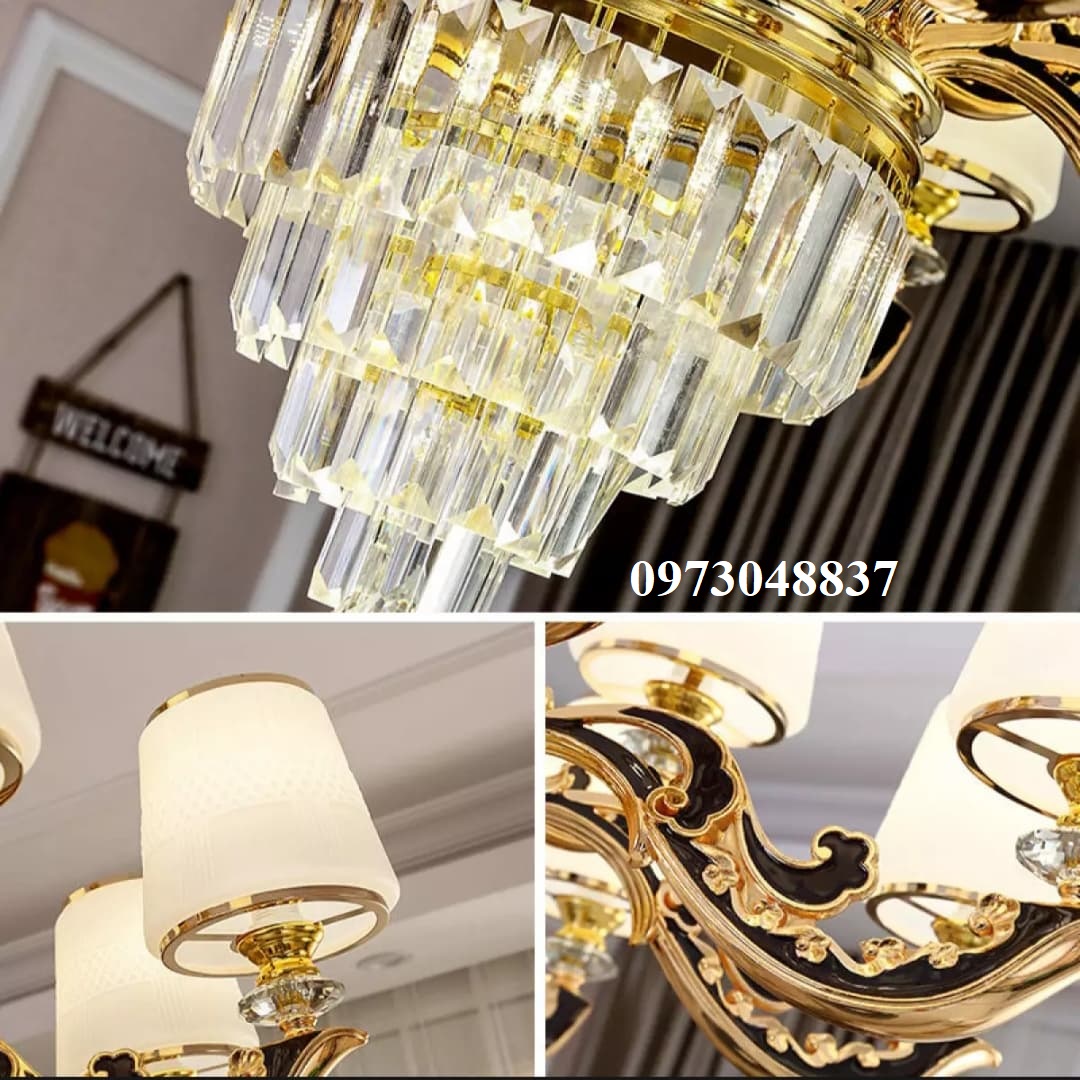 Đèn chùm pha lê LED Cao cấp  15 tay