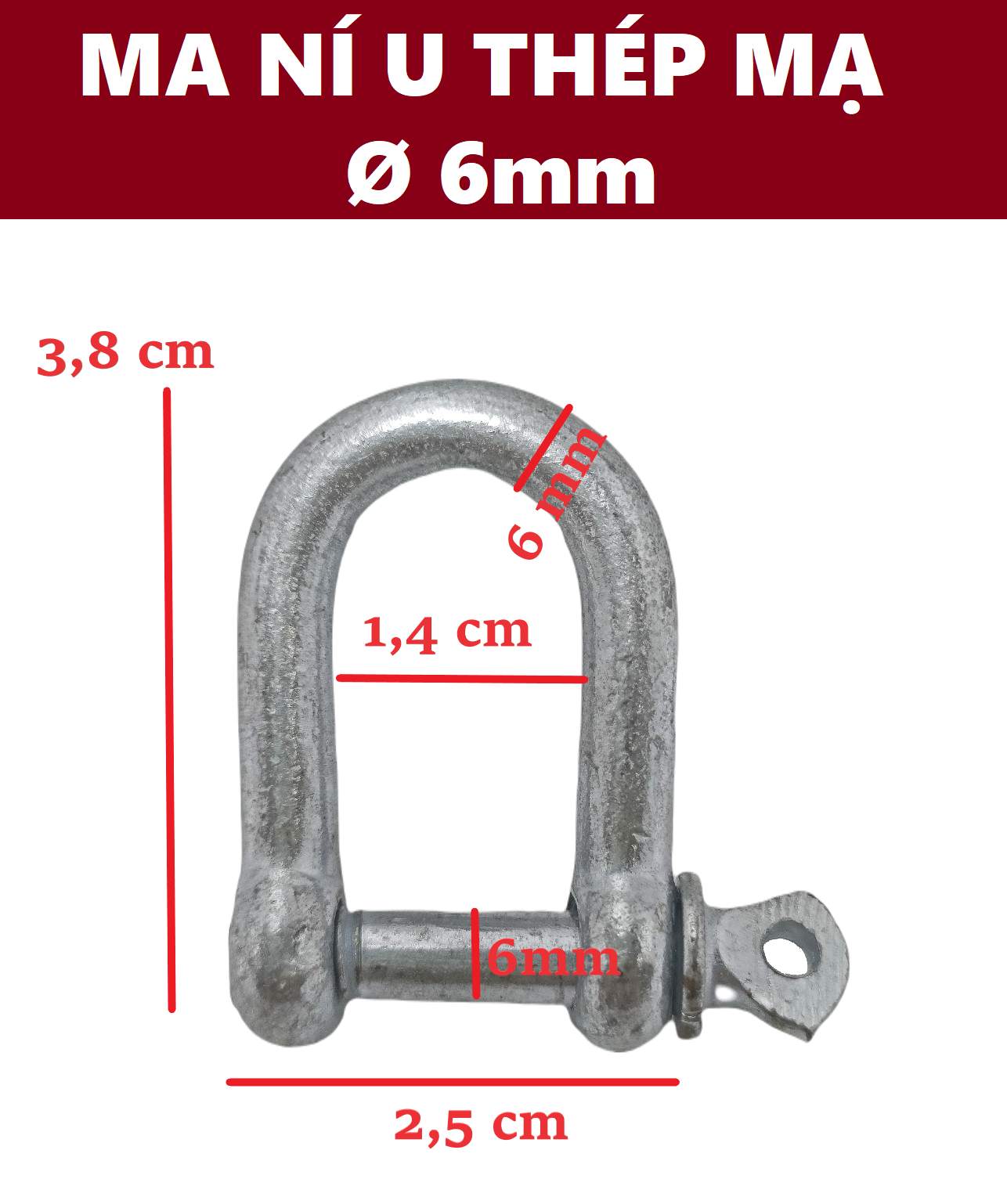 Ma ní chữ U 6mm