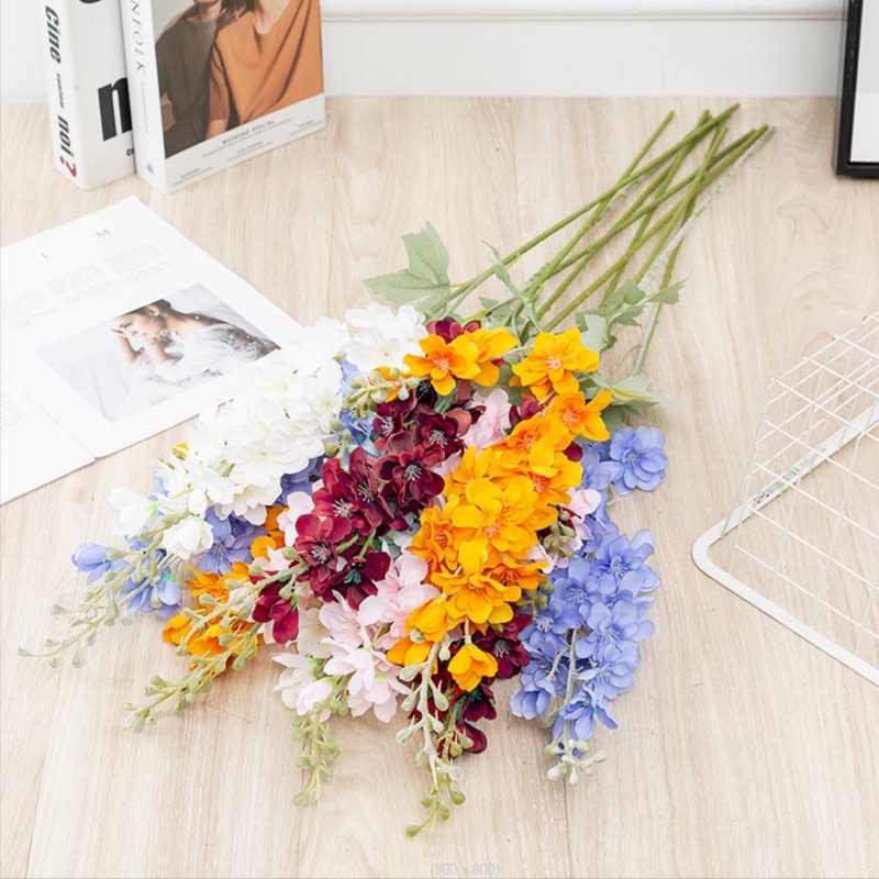 Cành hoa phi Yến kép giả dài 84cm gồm 2 nhánh