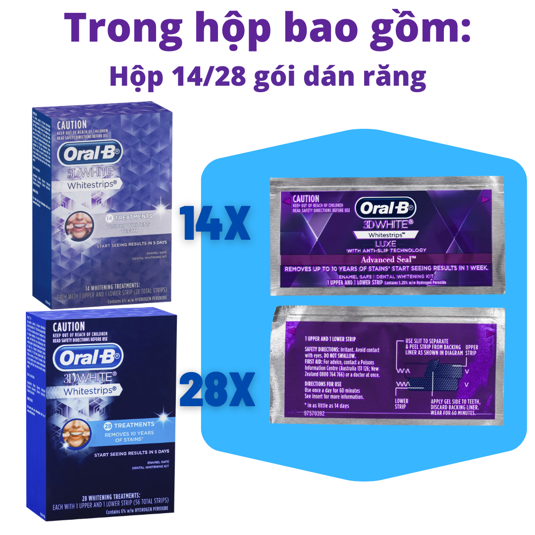 Miếng Dán Trắng Răng Oral-B 3DWhite WhiteStrips