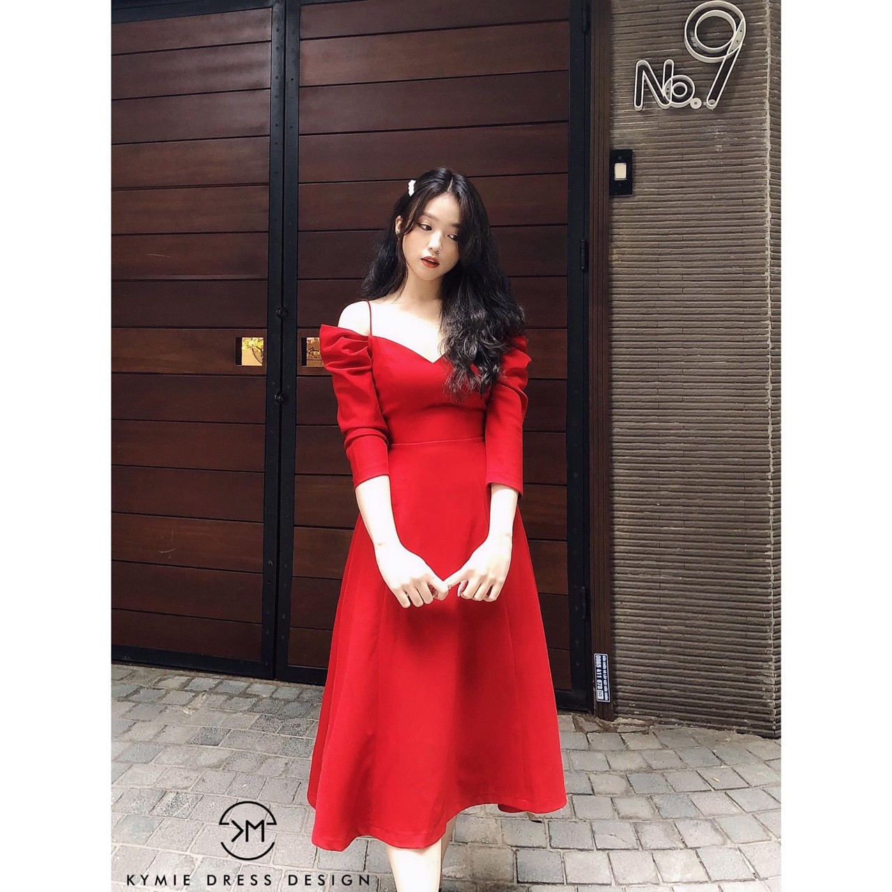 Đầm xòe 6 mảnh rớt vai umi-QH