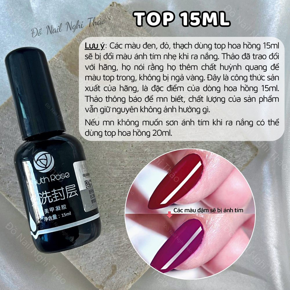 Base top hoa hồng, sơn liên kết móng Nghi Thảo 15ml