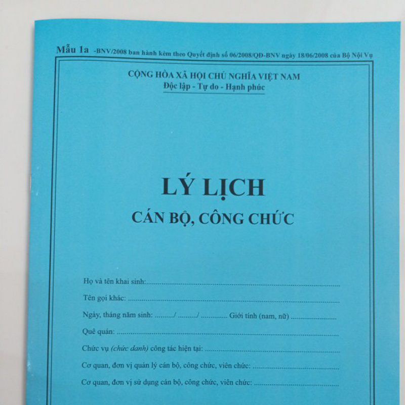 Lý lịch cán bộ công chức (3 quyển)