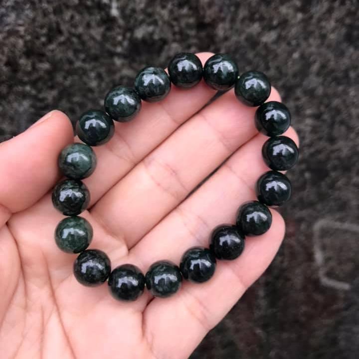 Vòng tay ngọc cẩm thạch jade a xanh đậm 10ly