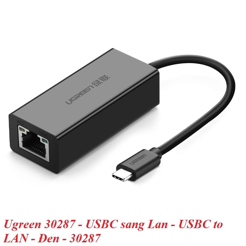 Ugreen 30287 Màu Đen Cáp chuyển đổi TYPE C sang LAN 30287