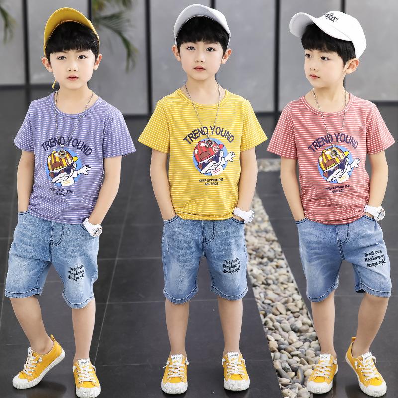 [HCM]Set bộ quần áo trẻ em TrueKids quần short jean áo thun 100% cotton Hàng Xuất