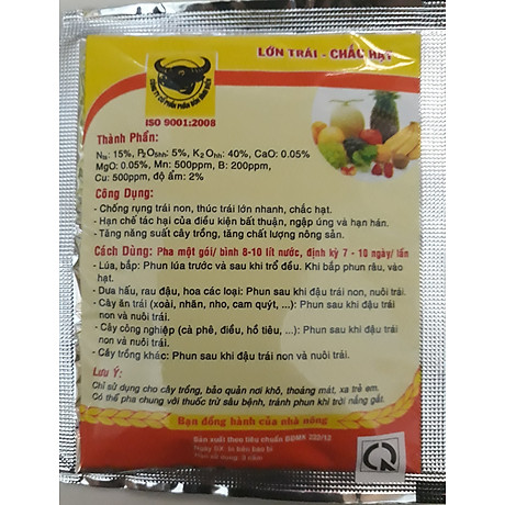 Gói 10gr phân bón đầu trâu 15-5-40 - lớn trái, chắc hạt