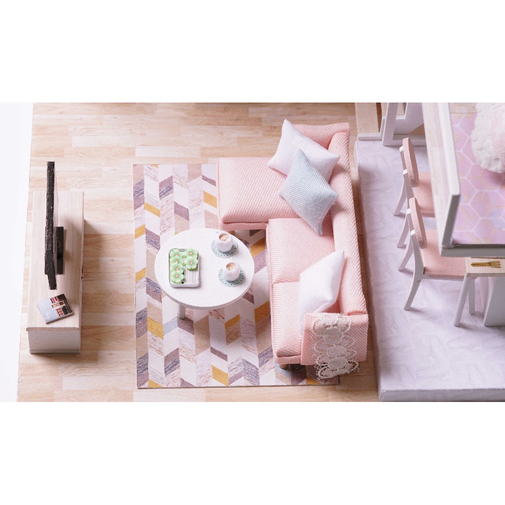 Nhà Búp Bê DIY - Pink House L022 ( Tặng Kèm Mica + Keo )